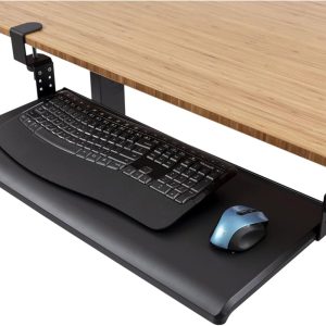 Stand Up Desk Store Large Clamp-On Retractable Adjustable Height Under Desk Keyboard Tray | for Desks Up to 1.5″ (Large, 33″ Wide)