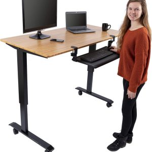 Stand Up Desk Store Large Clamp-On Retractable Adjustable Height Under Desk Keyboard Tray | for Desks Up to 1.5″ (Large, 33″ Wide)